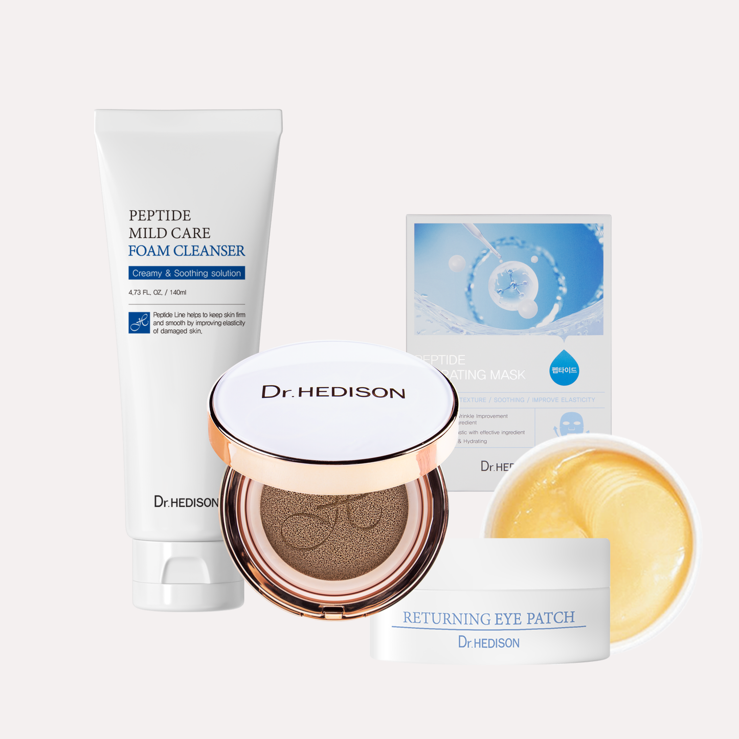 Dr. Hedison Miracle Cushion & Peptide Hydrating Mask &Peptide Foam Cleanser & Returning Eye Patch