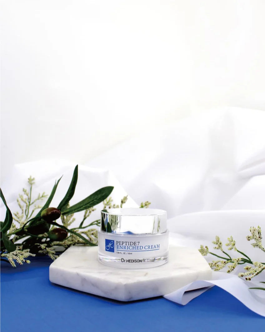 Ліфтинг-кpeм нa ocнoві 7 пeптидів від мімічниx змopщoк Dr.HEDISON Peptide 7 Cream